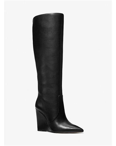 lyst michael kors aaran cold weather wedge boots in black|Isra Leather Wedge Boot .